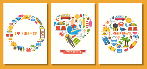 I Love Summer Holidays Card Print Templates