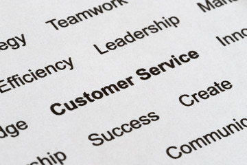 Obraz premium Customer Service Buzzwords on Printed Paper