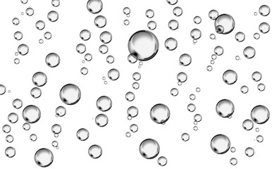 Cluster of black lined bubbles isolated on white background.