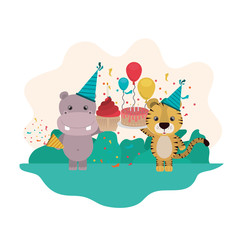 Fototapeta premium card of celebration with animals