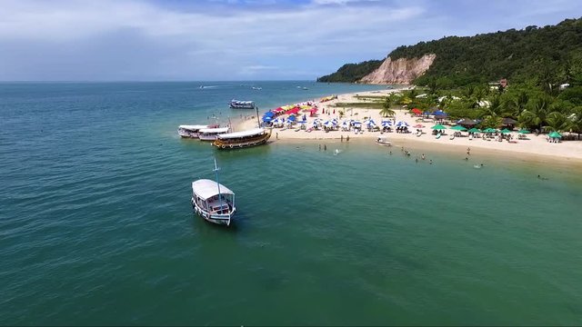 Aerial view of Gamboa beach in Morro de Sao Paulo, Bahia, Brazil