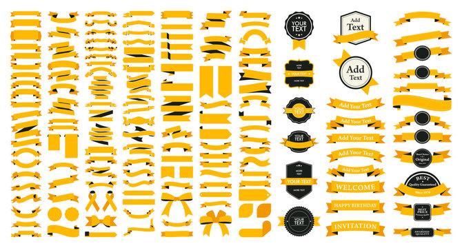 Beautiful Ribbons, Tags and Bows Collection Set Vector Design Eps 10	