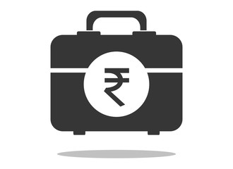 Flat briefcase with Indian rupee sign on it