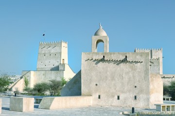 View of Barzan Towers(Umm Salal Mohammed Towers) were constructed in late 19th century and rebuilt...