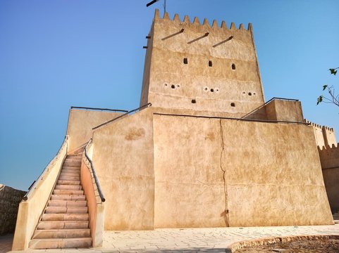 View Of Barzan Towers(Umm Salal Mohammed Towers) Were Constructed In Late 19th Century And Rebuilt In 1910 By Sheikh Mohammed Bin Jassim Al Thani In Doha, Qatar 