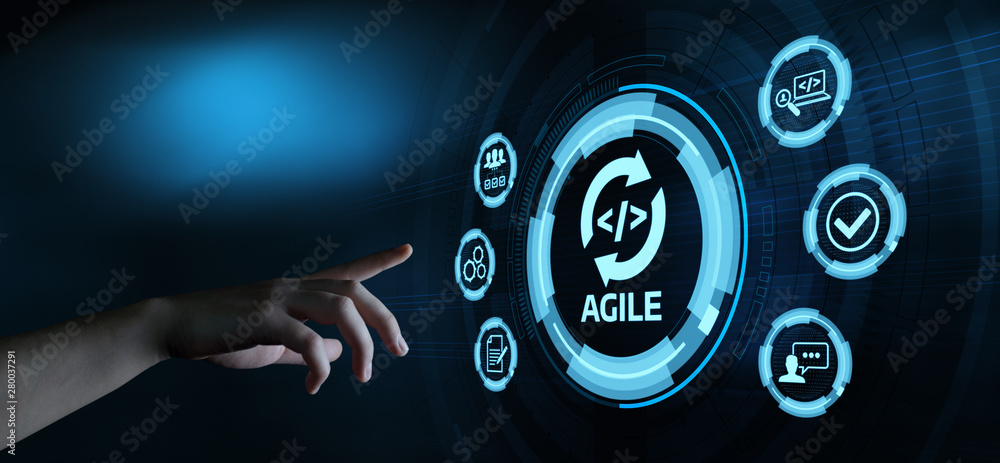 Poster agile software development business internet techology concept