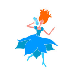 Cute fairy princess. Girl fantasy cartoon style character.