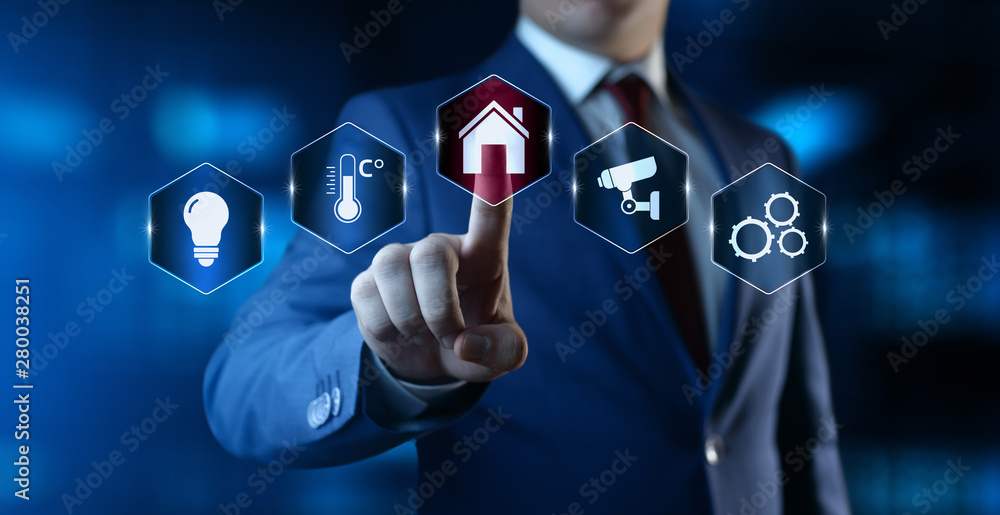 Aufkleber smart home automation control system. innovation technology internet network concept