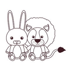 silhouette of cute animals for baby card on white background