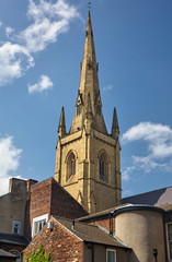 Fototapeta premium Spire of Cathedral Church of St Marie. Sheffield. England