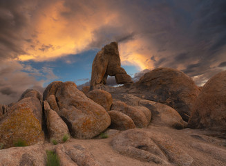 Vibrant sunset over Boot Arch in Alabama Hills California  © Michael