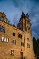 Old medieval castle Burg Rodeck on night sky background