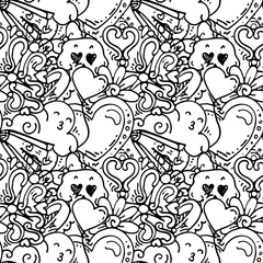 Graffiti seamless pattern with love style doodles. Vector background with childish swag and crazy elements