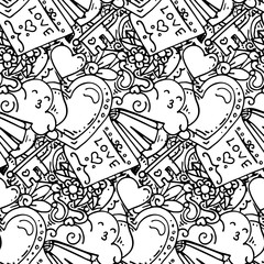 Graffiti seamless pattern with love style doodles. Vector background with childish swag and crazy elements