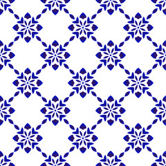 blue and white floral seamless pattern
