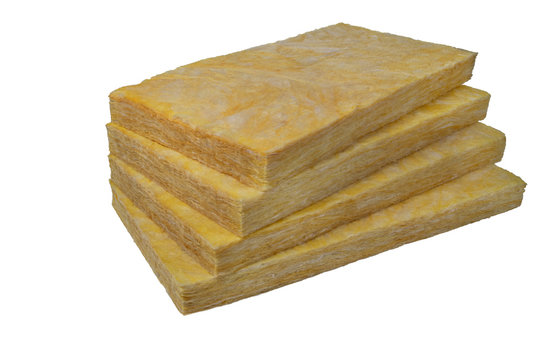 Mineral wool, glasswool and rockwool pile of panels side dark