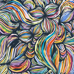 Vector coloring pattern, curved lines, black and white grunge background