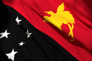 Papua New Guinea flag waving