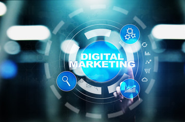 Digital marketing, Online advertising, SEO, SEM, SMM. Business and internet concept.
