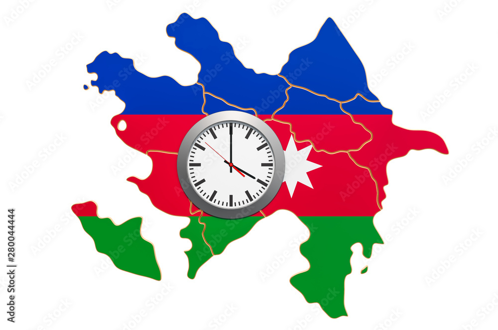 Poster time zones in azerbaijan concept. 3d rendering