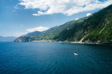 Fototapeta na wymiar Nature sea landscape at Cinque Terre, Liguria seascape, Italy