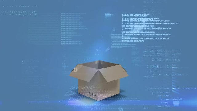 Program codes with binary numbers and a box