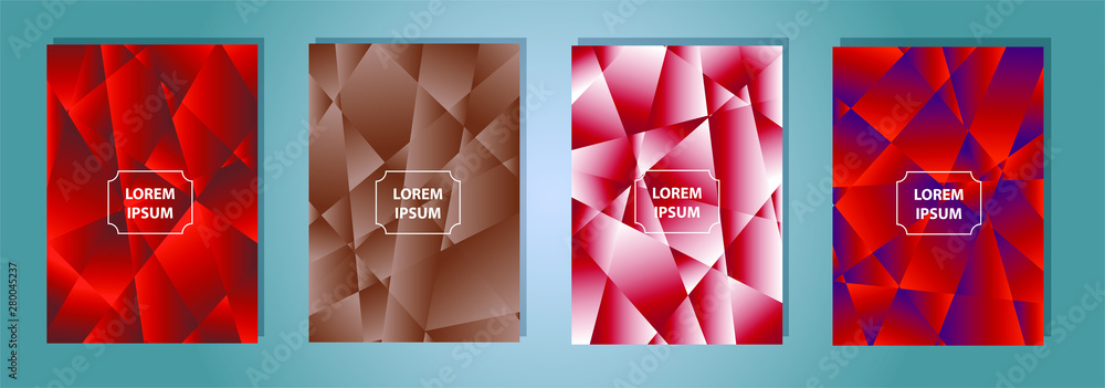 Poster set of colorful polygonal vector eps 10 illustration gradient background texture. simply geometric p