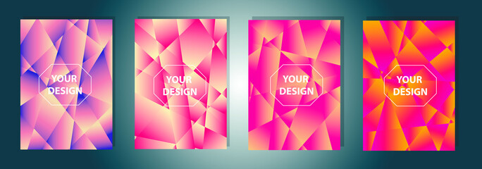 Set of colorful polygonal Vector EPS 10 illustration Gradient Background Texture. Simply geometric pattern. Template for design, banner, flyer, wallpaper, brochure, smartphone screen, mobile app. 