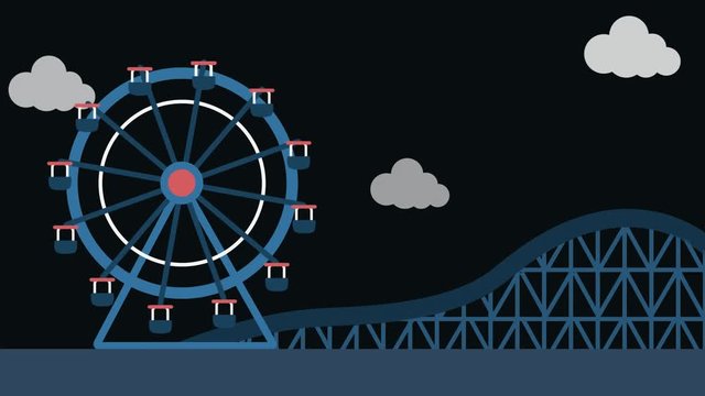 Ferris wheel and a roller coaster