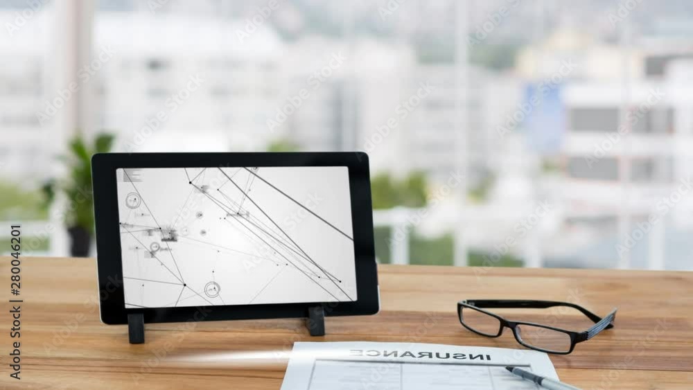 Aufkleber asymmetrical lines and graphs in a tablet