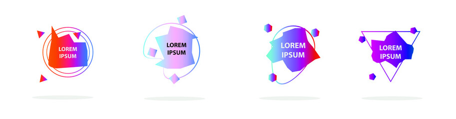  Set of abstract modern graphic elements. Colorful vector gradient shapes composition. Template for design, banner, flyer, poster, wallpaper, brochure, smartphone screen, mobile app