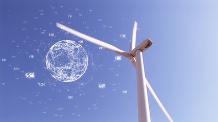 Wind turbine and a digital globe - Powered by Adobe