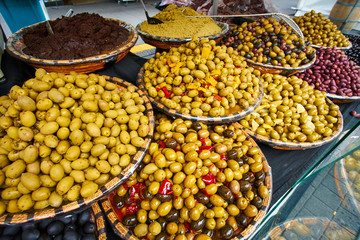 Marinated  olives on provencal street market