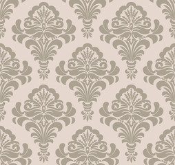Vector damask seamless pattern background. Classical luxury old fashioned damask ornament, royal victorian seamless texture for wallpapers, textile, wrapping. Exquisite floral baroque template.