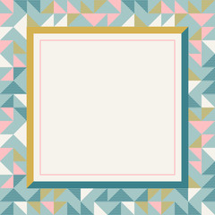 Square frame in retro colors, abstract geometric background pattern