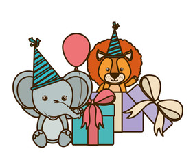 card of celebration with animals on white background