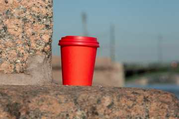 Fototapeta na wymiar red cardboard cup