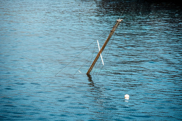 Rusty old boat in the meddle of the sea