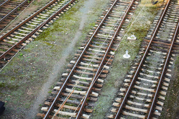 Rails on the railway. Shooting from height