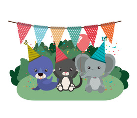 card of celebration with animals