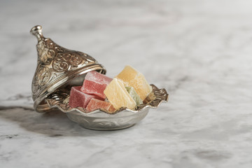 colorful turkish delights in a bowl