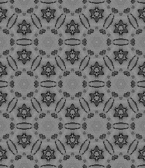 Black and white medallion allover seamless pattern