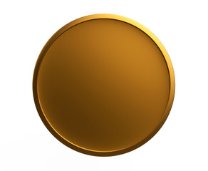Gold Button Medal Icon Coin 3d Render Template