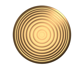 Gold Button Medal Icon Coin 3d Render Wavy Texture