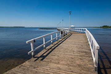 Footbridge on the Szczecinski lagoon in Stepnica, Poland