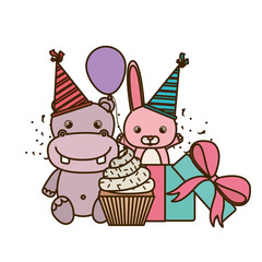 card of celebration with animals on white background