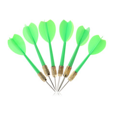 Many green sharp darts on white background