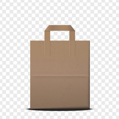 Shopping paper bag realistic isolated vector illustration