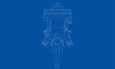 Outline vise vector. Wire-frame style