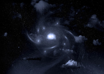 Obraz na płótnie Canvas galaxy in a free space. 3D rendering